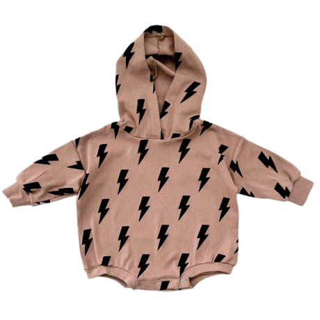 Hooded Bubble Romper  | Mocha Bolts - HoneyBug 