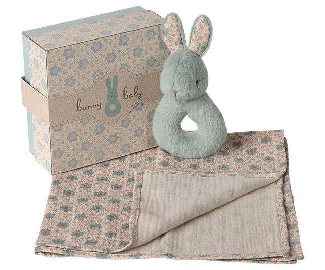 Rabbit Rattle Set - Mint - HoneyBug 