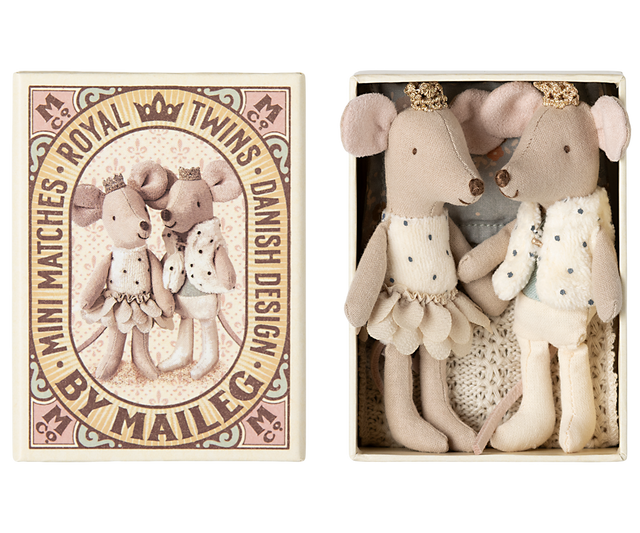 Royal twin mice, Little sister and brother in matchbox - HoneyBug 