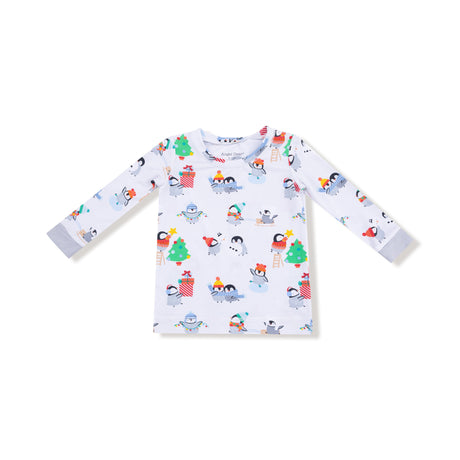 Long Sleeve Loungewear Set - Holiday Penguins - HoneyBug 
