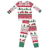 Long Sleeve Loungewear Set - Red Truck Fair Isle - HoneyBug 