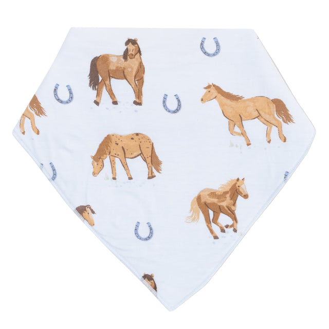 Bandana Bib - Horses - Blue - HoneyBug 