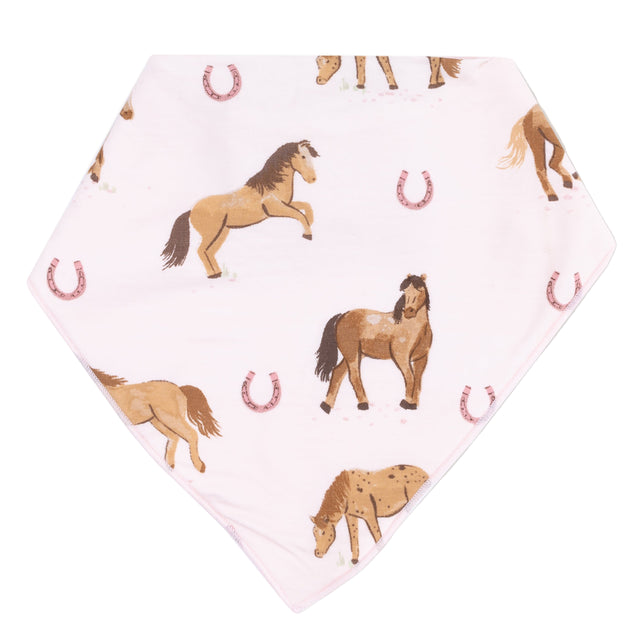 Bandana Bib - Horses - Pink - HoneyBug 