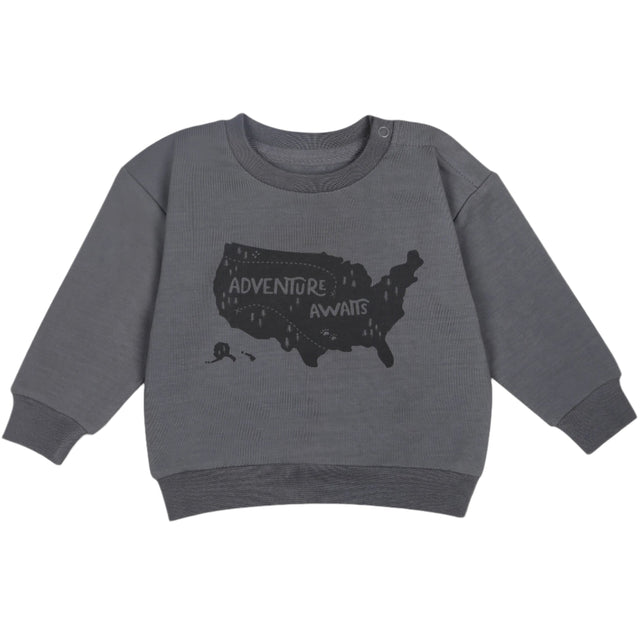 Organic Fleece Sweatshirt - Adventure Awaits - HoneyBug 