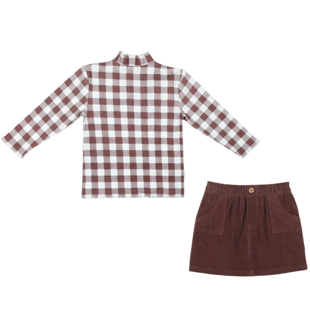 Organic Tee and Corduroy Skirt Set - Plum - HoneyBug 