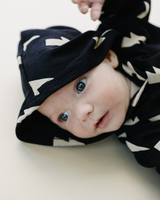 Hooded Bubble Romper  |  Black Bolts - HoneyBug 