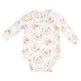 Peter Pan Collar Bodysuit - Floral Owl Families - HoneyBug 
