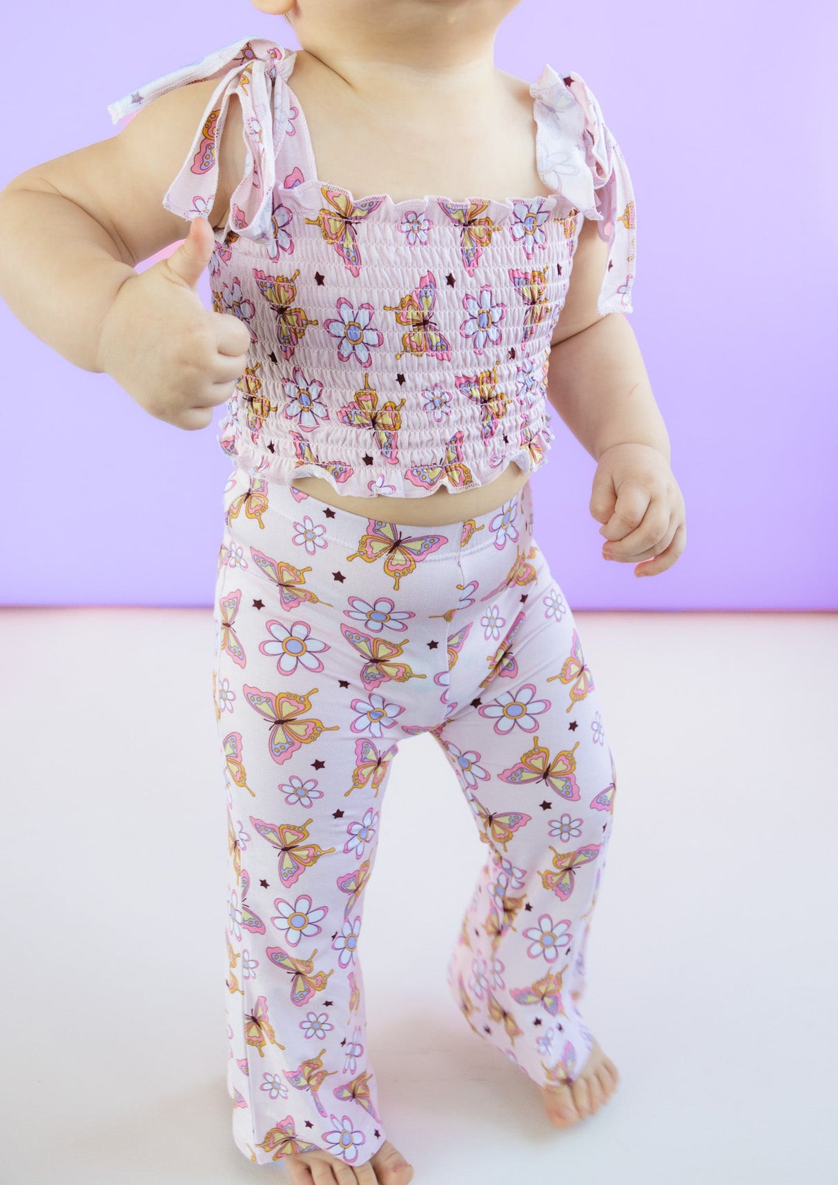 BLOSSOMIN' BUTTERFLY DREAM SMOCKED FLARE SET - HoneyBug 