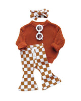 Checkered Flare Pants | Copper - HoneyBug 