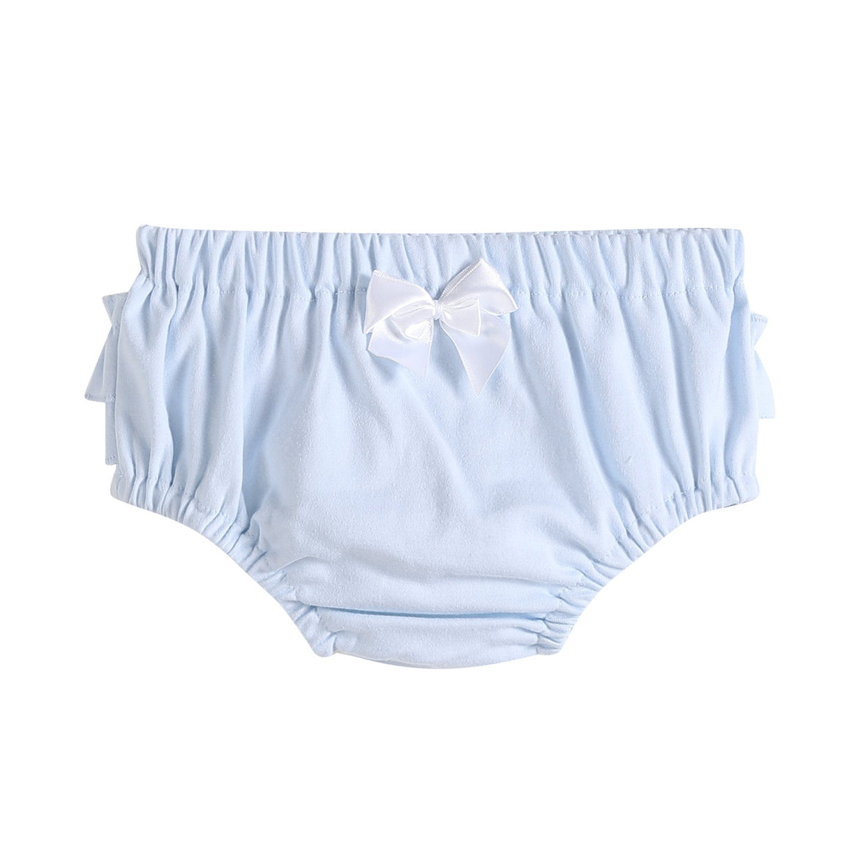 2 pc Set Light Blue and White Ruffle Knit Cotton Bloomers
