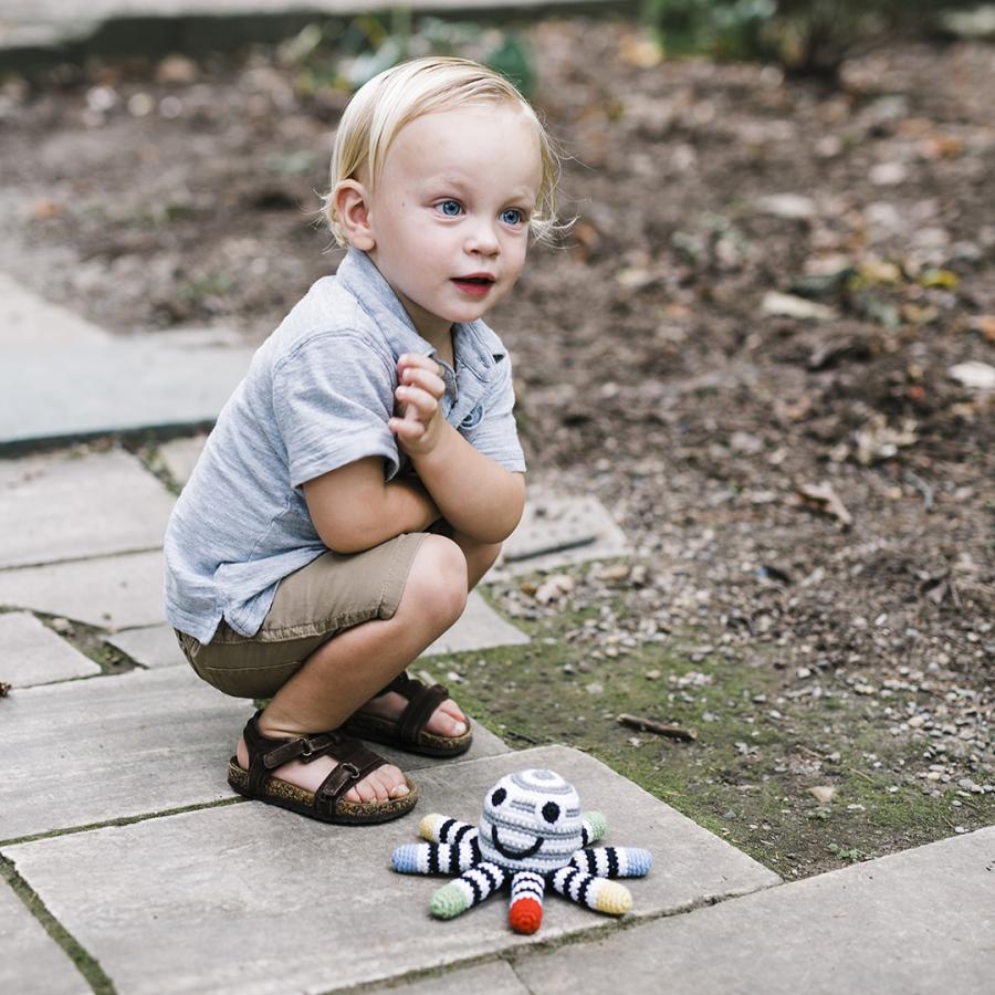 Octopus Rattle Black and White - HoneyBug 