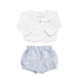 Easter monogram gift set | boys white shirt and pale blue gingham short - HoneyBug 