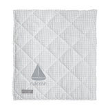 Monogrammed  Play mat | grey gingham and white linen - HoneyBug 