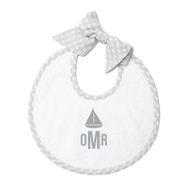 Monogrammed Newborn bib | grey gingham - HoneyBug 
