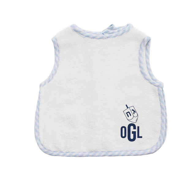 Hanukkah Apron Bib pale blue gingham - HoneyBug 