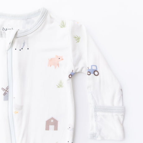 Farm Animals Zippered Footie - HoneyBug 