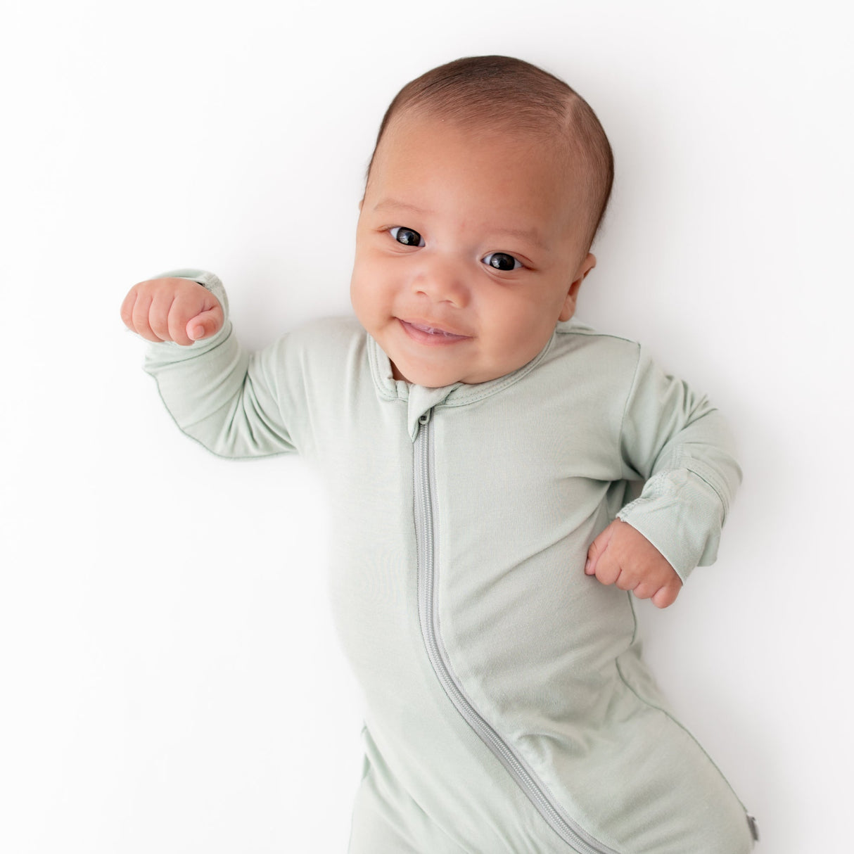 Sage Zippered Footie - HoneyBug 