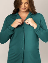 Clea Bamboo Classic Long Sleeve Pajama Set | Evergreen - HoneyBug 