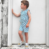 BAMBOO JOGGER SHORTS- Sage Check - HoneyBug 