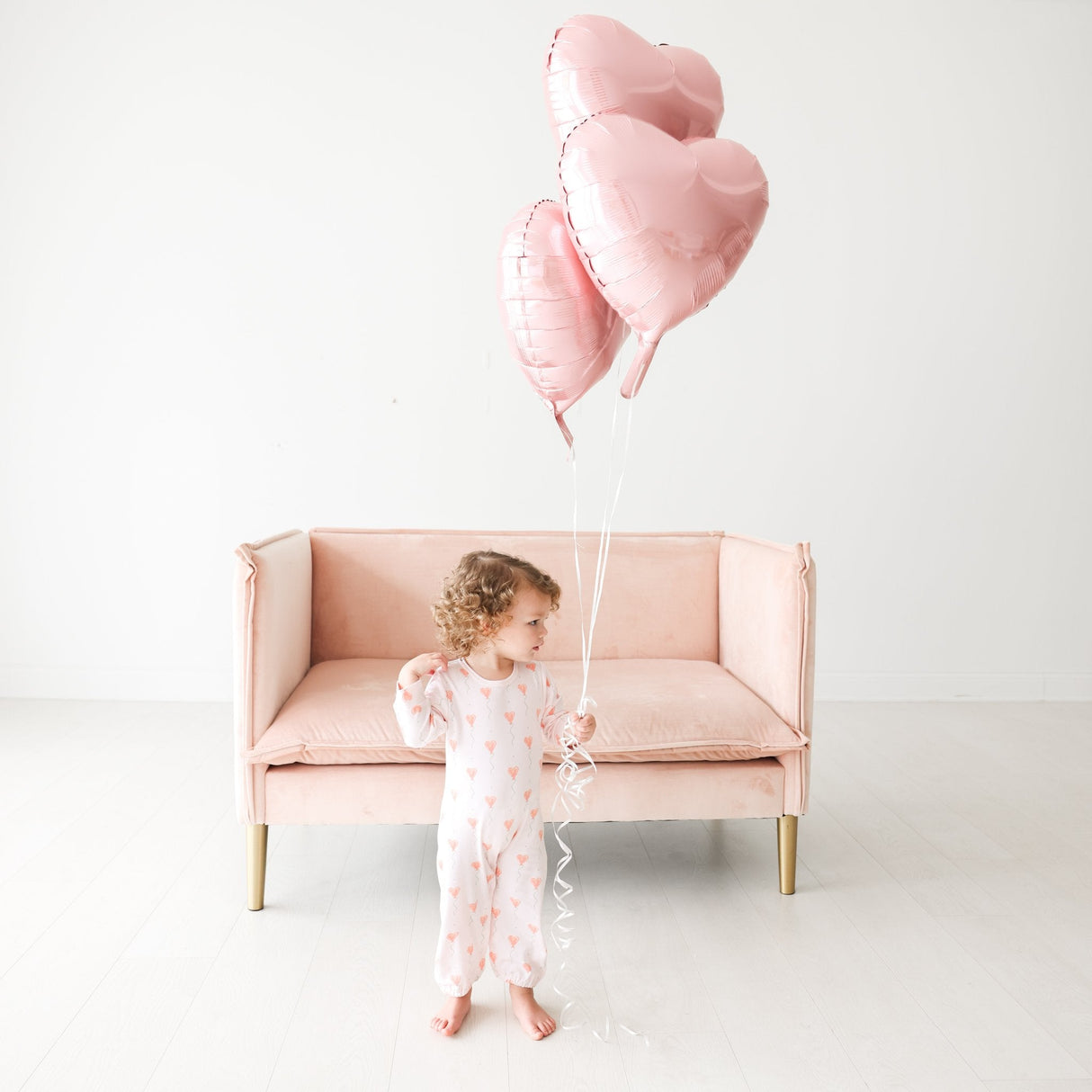 Pink Heart Balloon Romper - HoneyBug 
