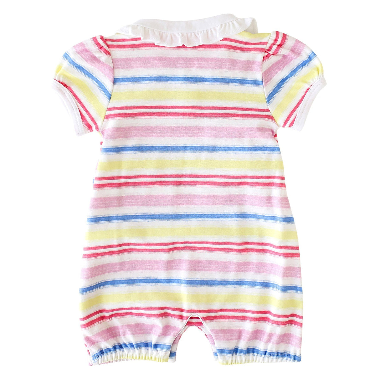 Rainbow Stripe Collared Romper - HoneyBug 