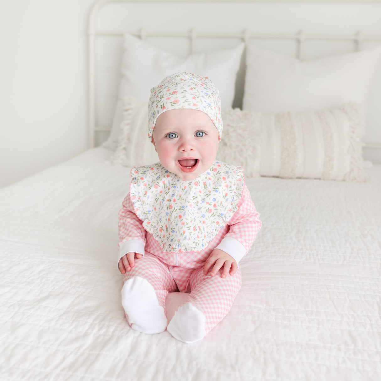 Pink Gingham Zip Footie - HoneyBug 