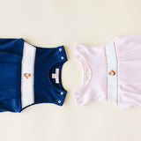 Navy Fox Smocked Romper - HoneyBug 