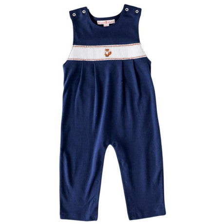 Navy Fox Smocked Romper - HoneyBug 