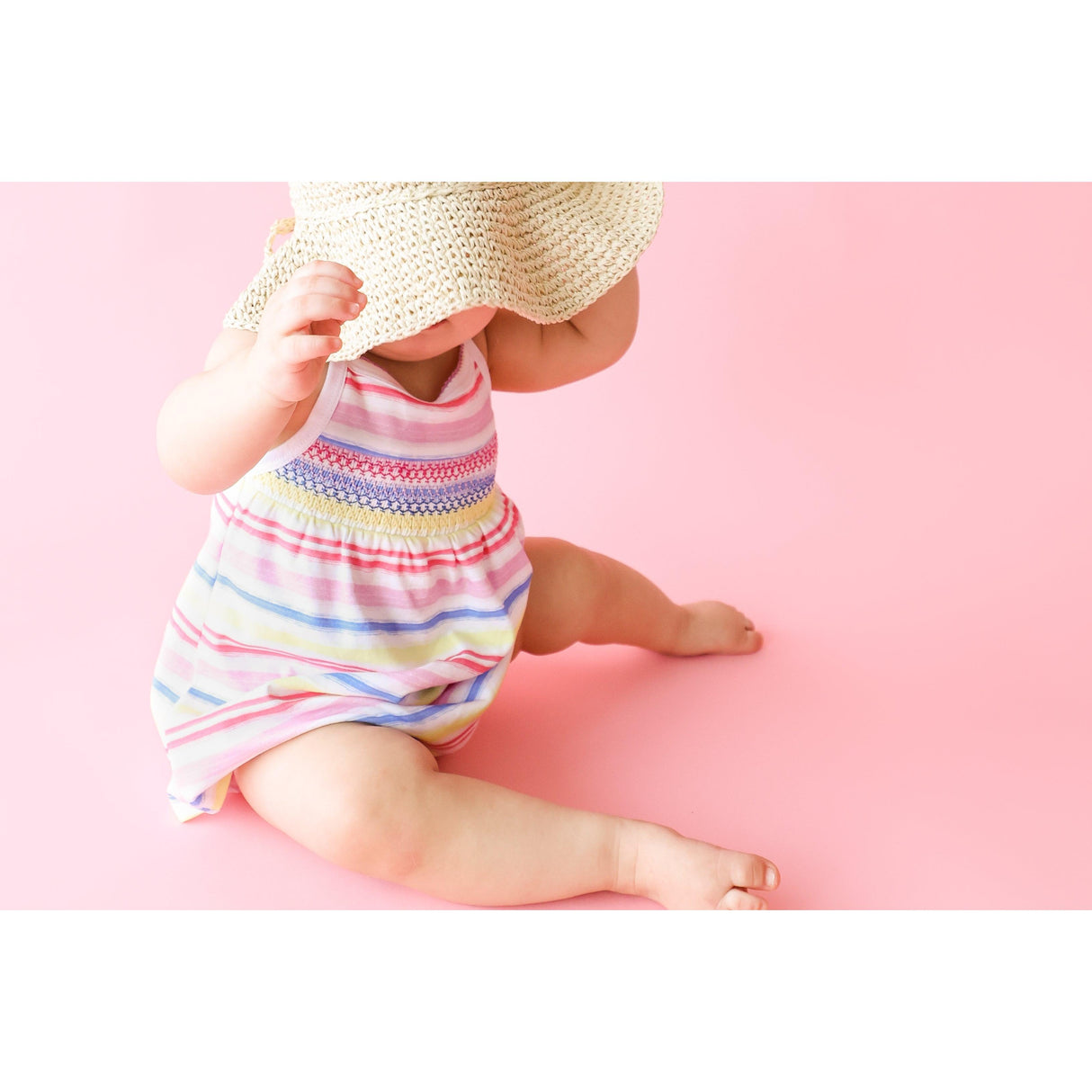 Rainbow Stripe Smocked Tank Dress - HoneyBug 