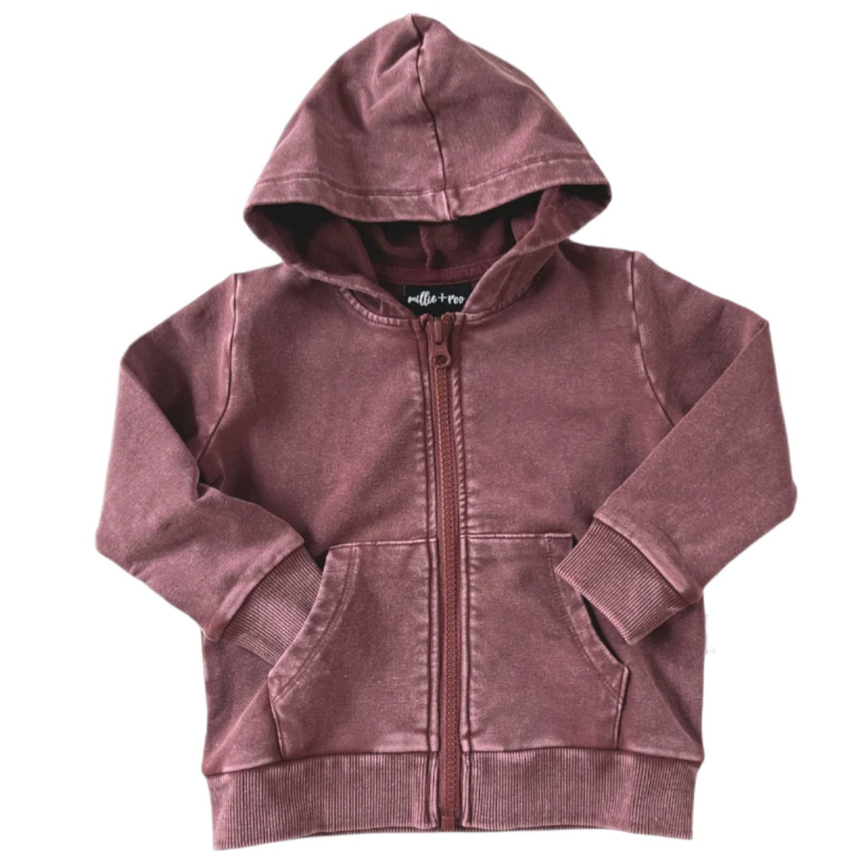 ZIP HOODIE- Oxblood Snow Wash - HoneyBug 