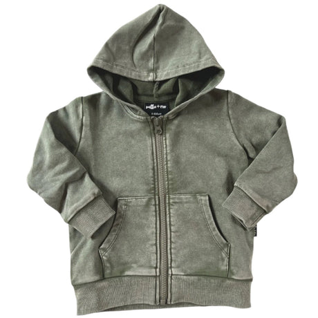 ZIP HOODIE- Moss Snow Wash - HoneyBug 
