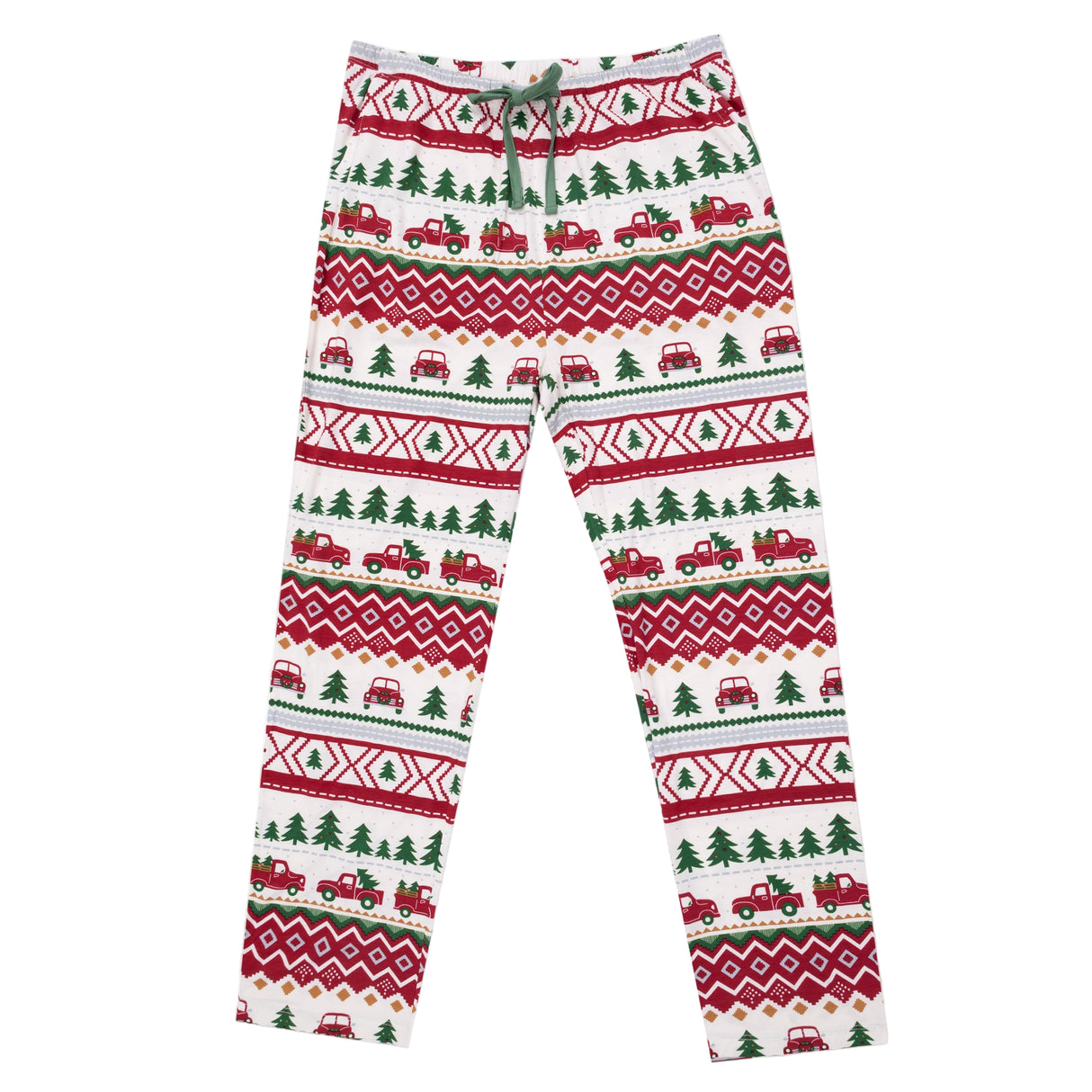 Adult Bottom with Pockets - Red Truck Fair Isle - HoneyBug 