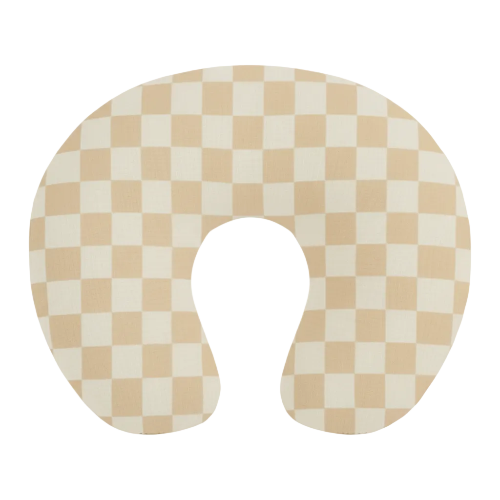 Beige & White Checkered Nursing Pillow Cover
