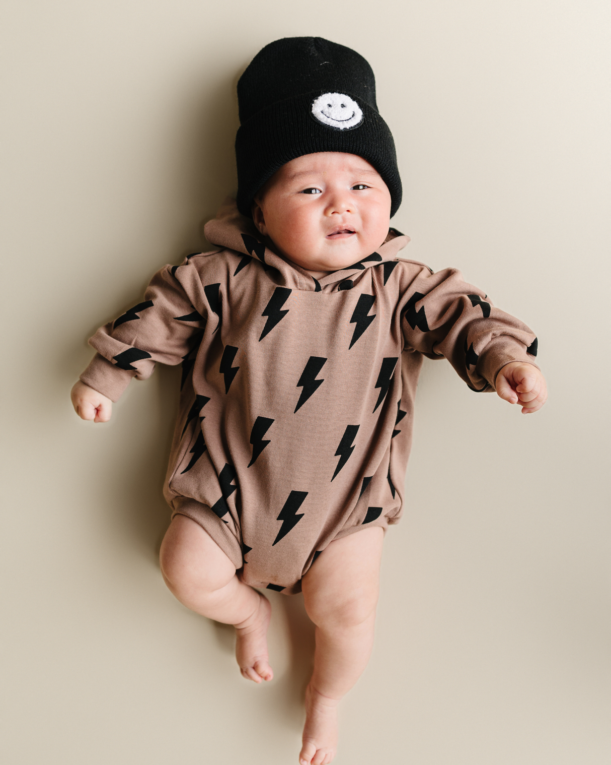 Hooded Bubble Romper  | Mocha Bolts - HoneyBug 