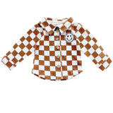 Cotton Shacket | Smiley Checkered Copper - HoneyBug 