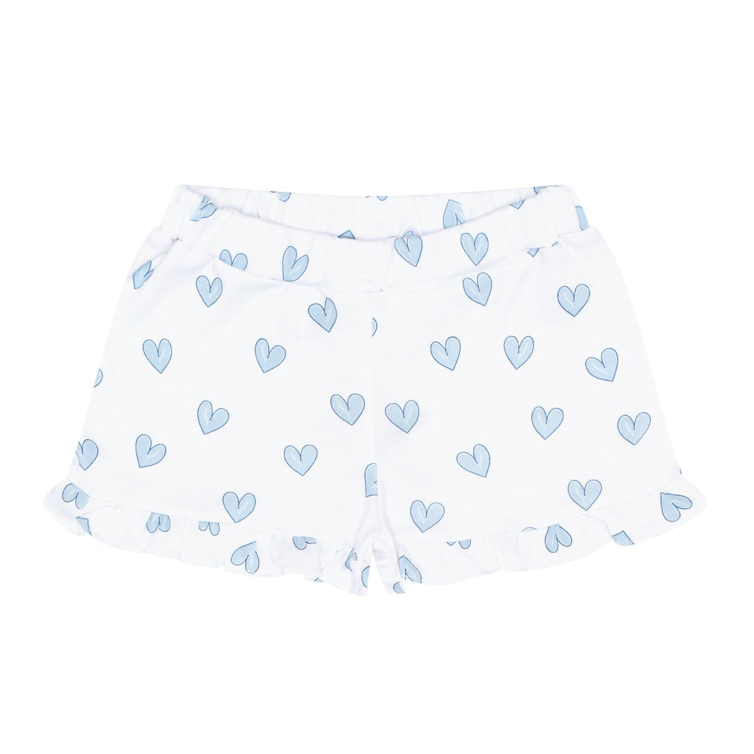 Blue Heart Print Shorts