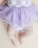Tutu Romper | Checkered Lavender - HoneyBug 