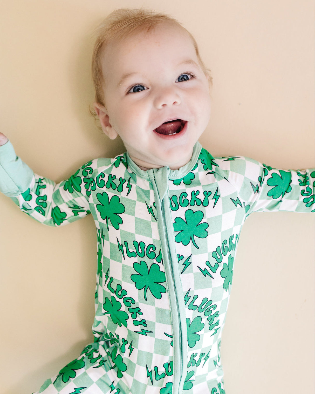 Bamboo Zip Romper | Lucky Shamrock - HoneyBug 