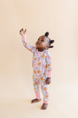 Bamboo Zip Romper | Retro Garden - HoneyBug 