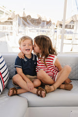 Red Stripe Knit Short Tank Set