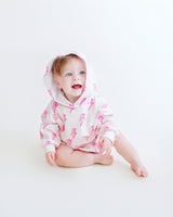 Hooded Bubble Romper | Pink Bolts - HoneyBug 