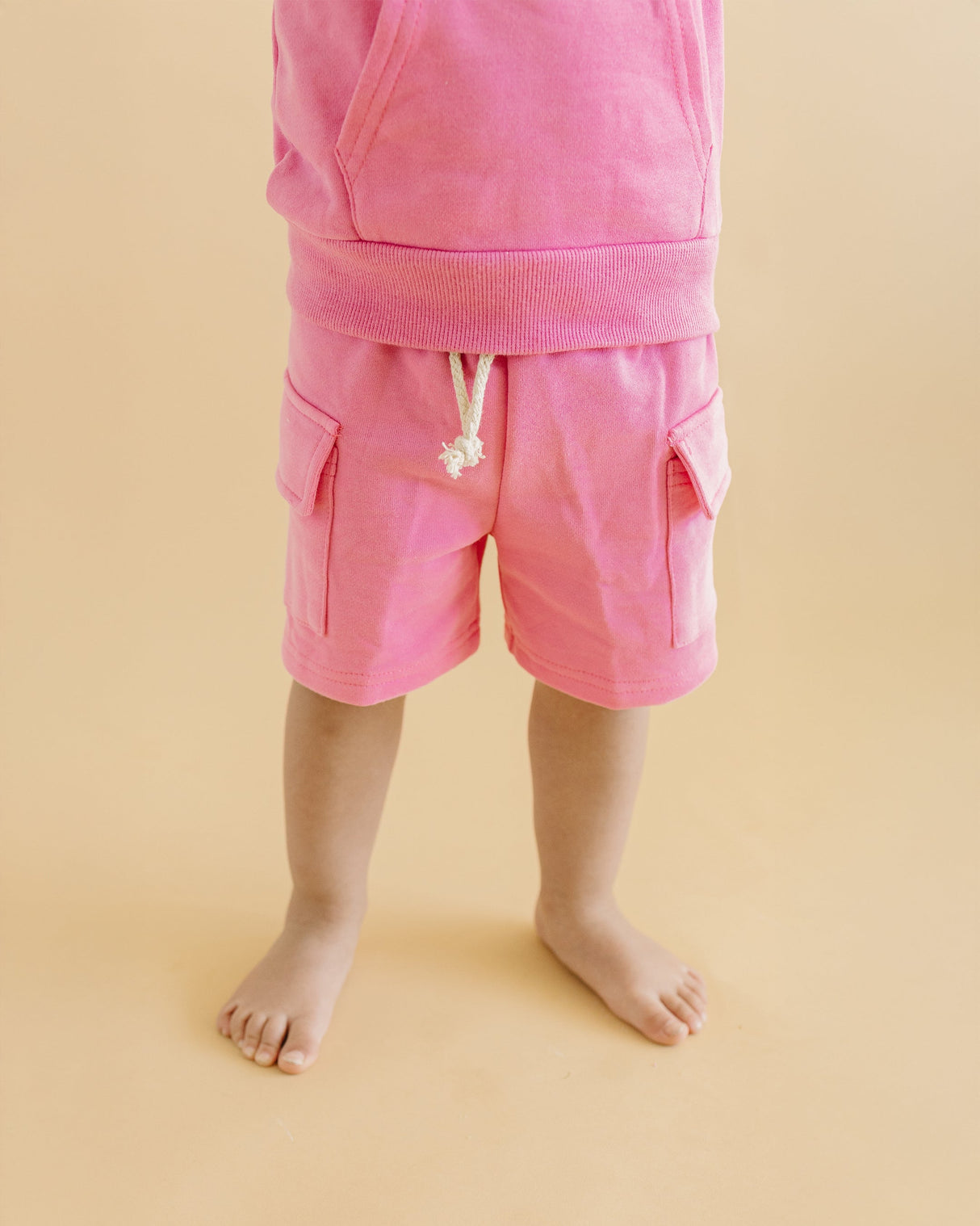 Terry Cargo Shorts Set | Pink - HoneyBug 