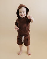 Terry Cargo Shorts Set | Chocolate - HoneyBug 