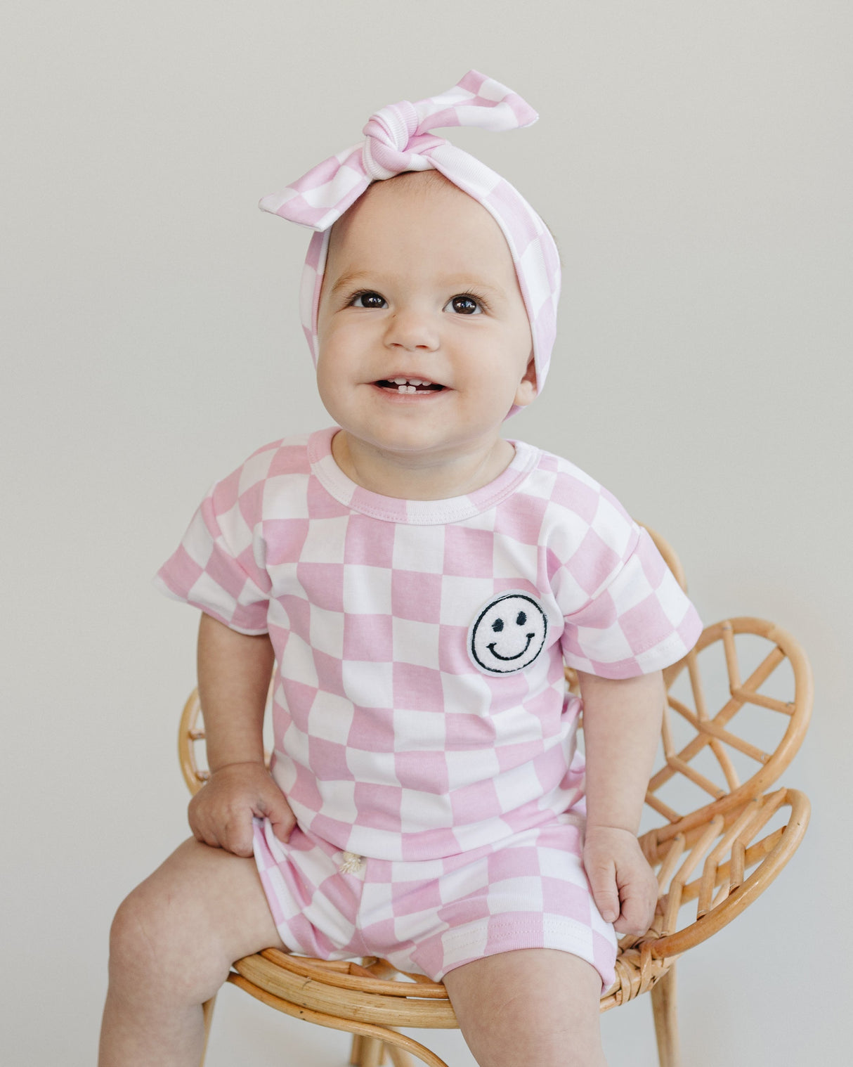 Checkered Shorts Set | Pink - HoneyBug 