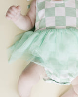 Tutu Romper | Checkered Mint - HoneyBug 