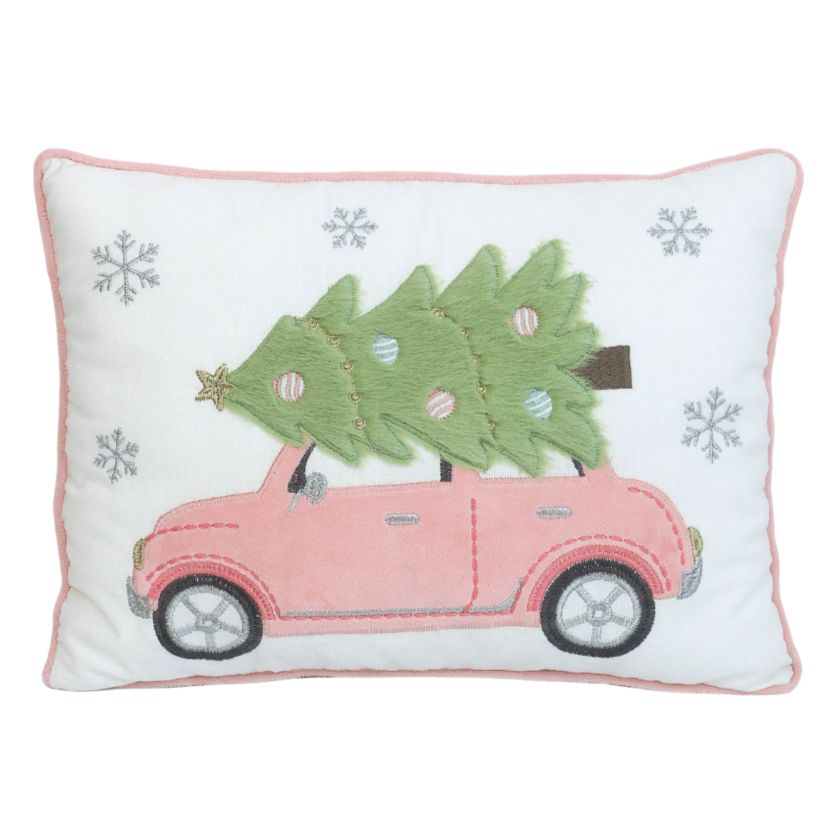 Pink Holiday Lumbar Pillow - HoneyBug 