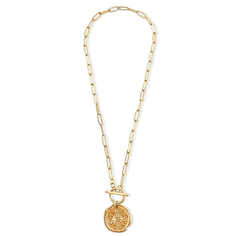 Asher Compass Pendant Toggle Chain Necklace - HoneyBug 