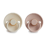 FRIGG Rope Natural Rubber Pacifier 2-Pack - Blush/Cream - HoneyBug 