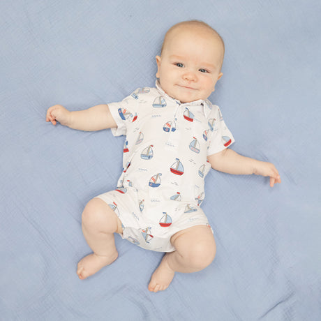 Bubbly Sailboats Blue - Polo Shortie