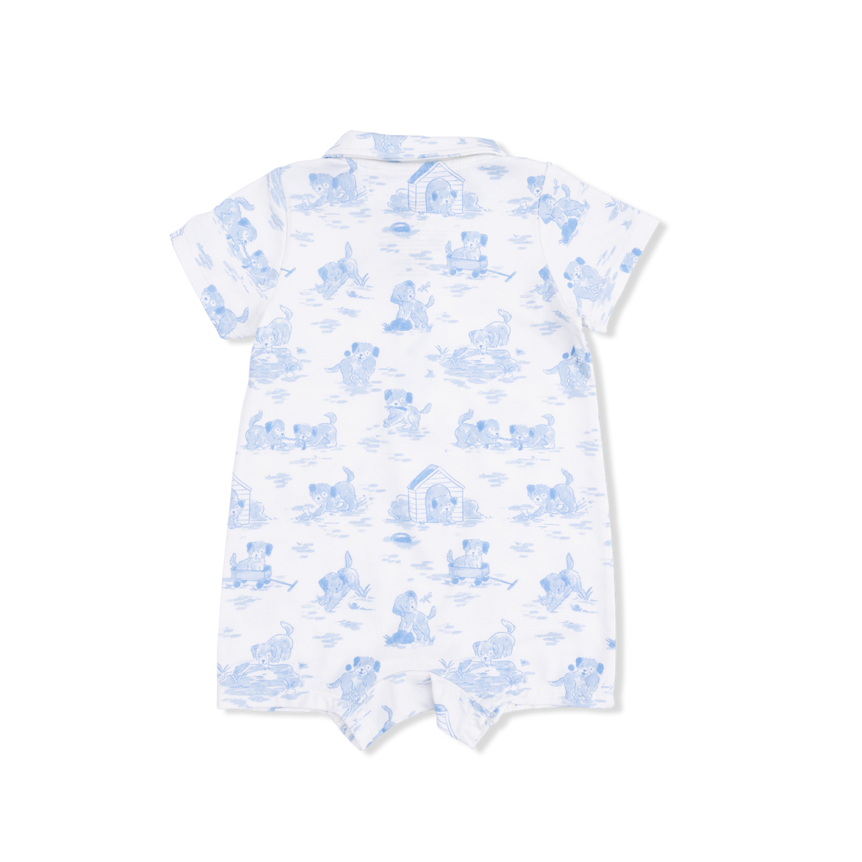 Puppy Toile Blue - Polo Shortie